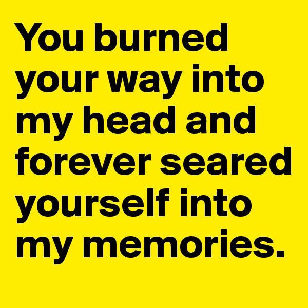 You burned your way into my head and forever seared yourself into my memories.