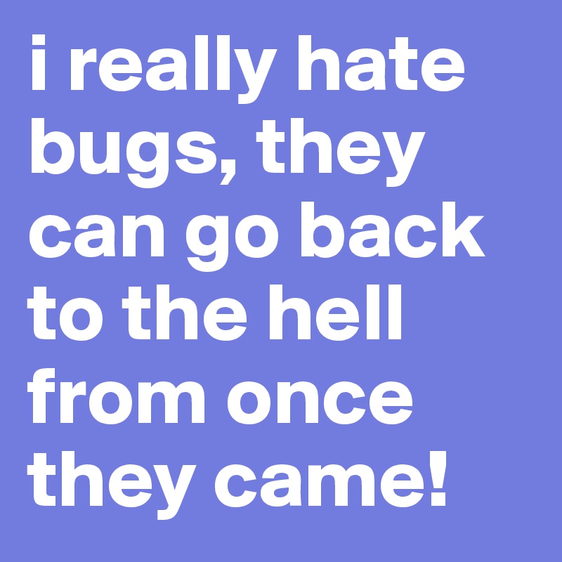 i really hate bugs, they can go back to the hell from once they came!