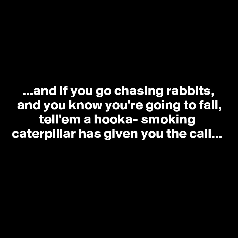 




    ...and if you go chasing rabbits,
  and you know you're going to fall,
          tell'em a hooka- smoking
caterpillar has given you the call...




