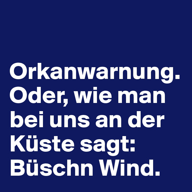 

Orkanwarnung. Oder, wie man bei uns an der Küste sagt: Büschn Wind.
