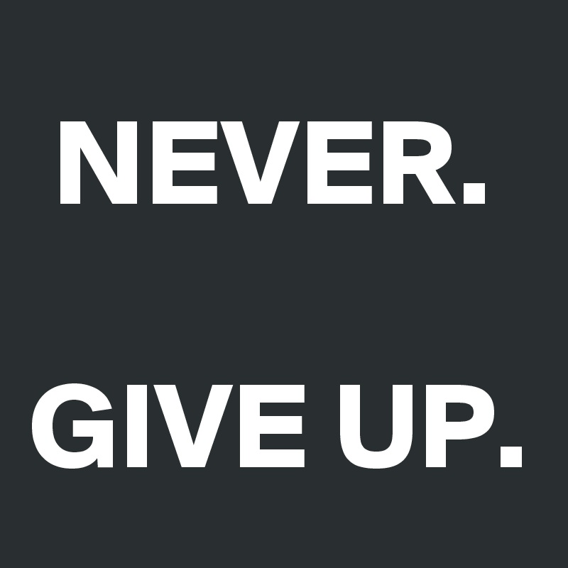NEVER.

GIVE UP.