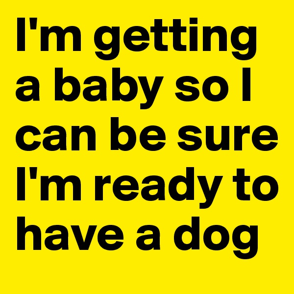 I'm getting a baby so I can be sure I'm ready to have a dog