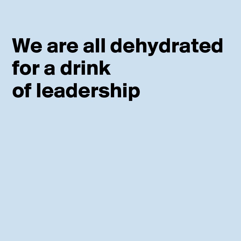 
We are all dehydrated 
for a drink
of leadership 




