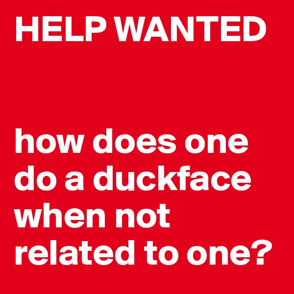 HELP WANTED


how does one do a duckface when not related to one?