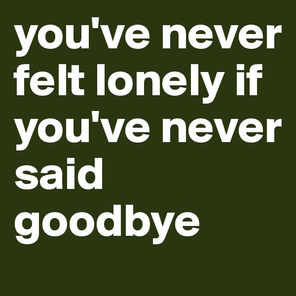 you've never felt lonely if you've never said goodbye