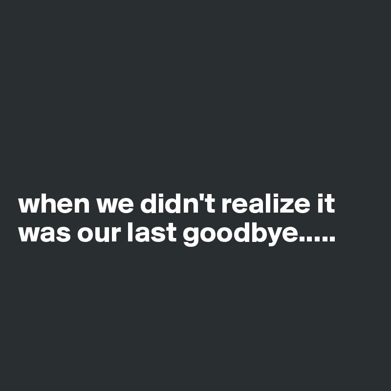 





when we didn't realize it was our last goodbye.....



