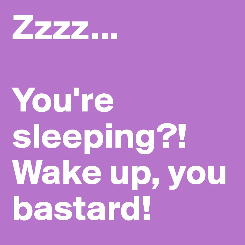 Zzzz...

You're sleeping?! Wake up, you bastard! 