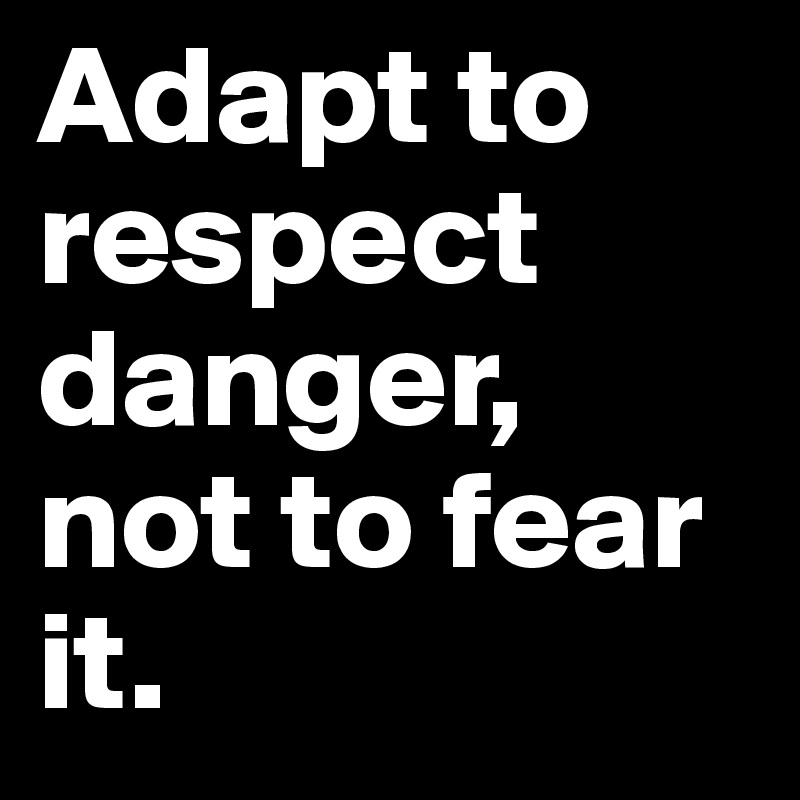 Adapt to respect danger, not to fear it.