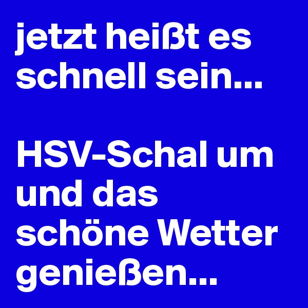 jetzt heißt es schnell sein...

HSV-Schal um 
und das schöne Wetter genießen...