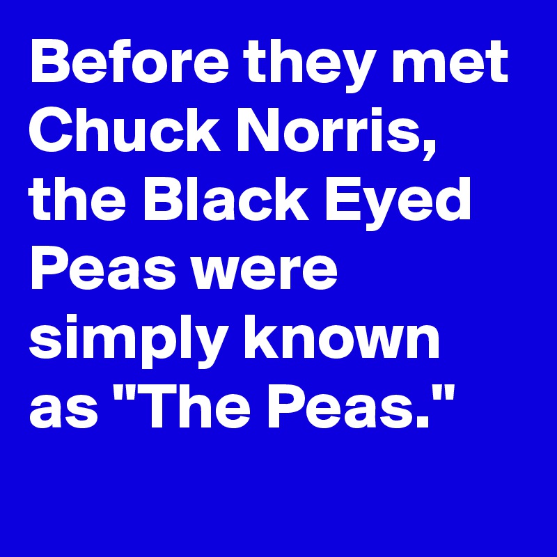 Before they met Chuck Norris, the Black Eyed Peas were simply known as "The Peas."