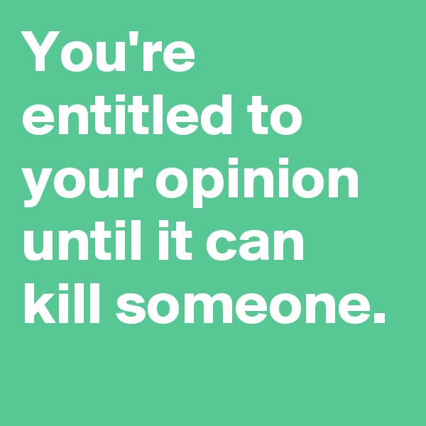 You're entitled to your opinion until it can kill someone.