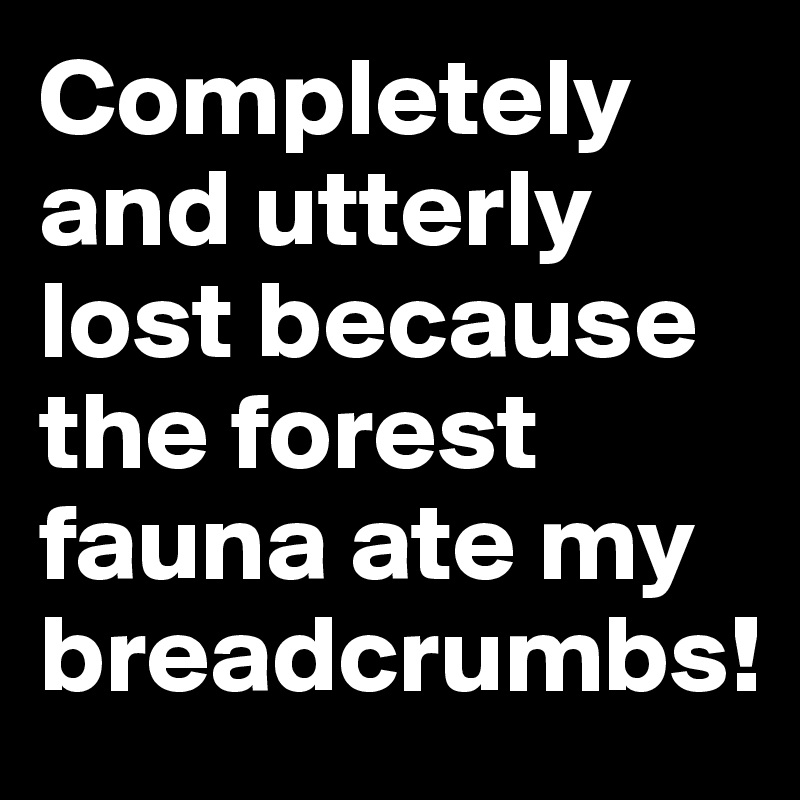 Completely and utterly lost because the forest fauna ate my breadcrumbs!