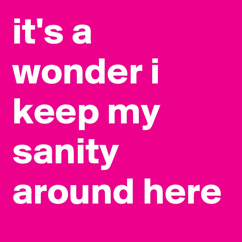 it's a wonder i keep my sanity around here