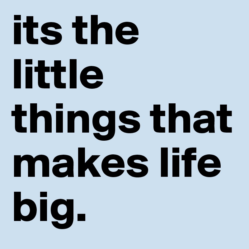 its the little things that makes life big. 
