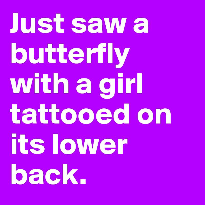 Just saw a butterfly with a girl tattooed on its lower back.