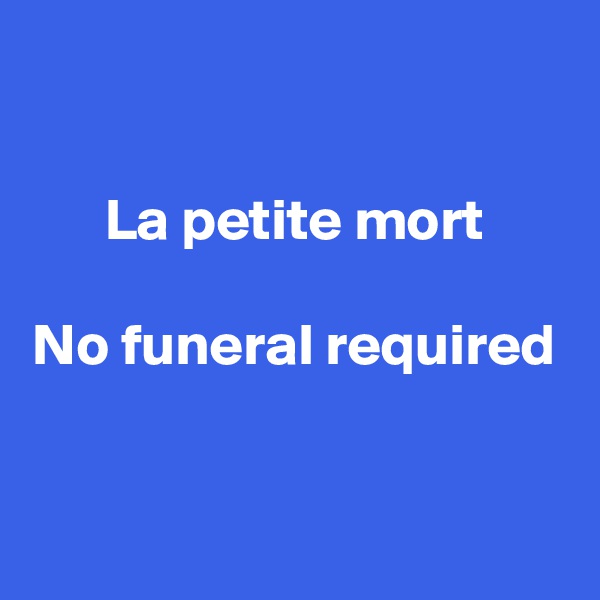 

La petite mort

No funeral required


