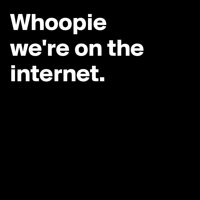 Whoopie
we're on the internet. 



