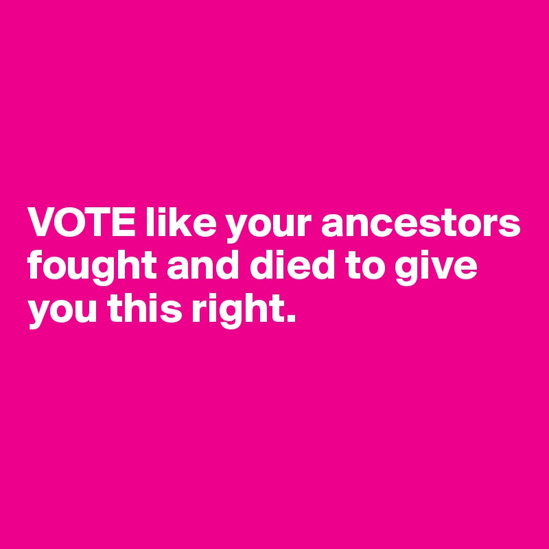 



VOTE like your ancestors fought and died to give you this right. 



