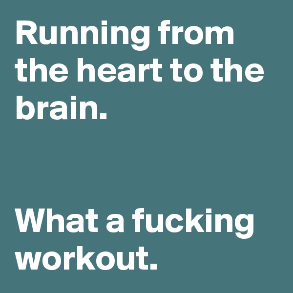 Running from the heart to the brain. 


What a fucking workout.