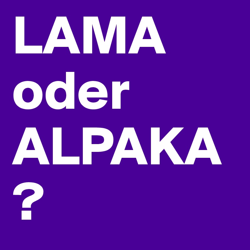 LAMA oder ALPAKA?