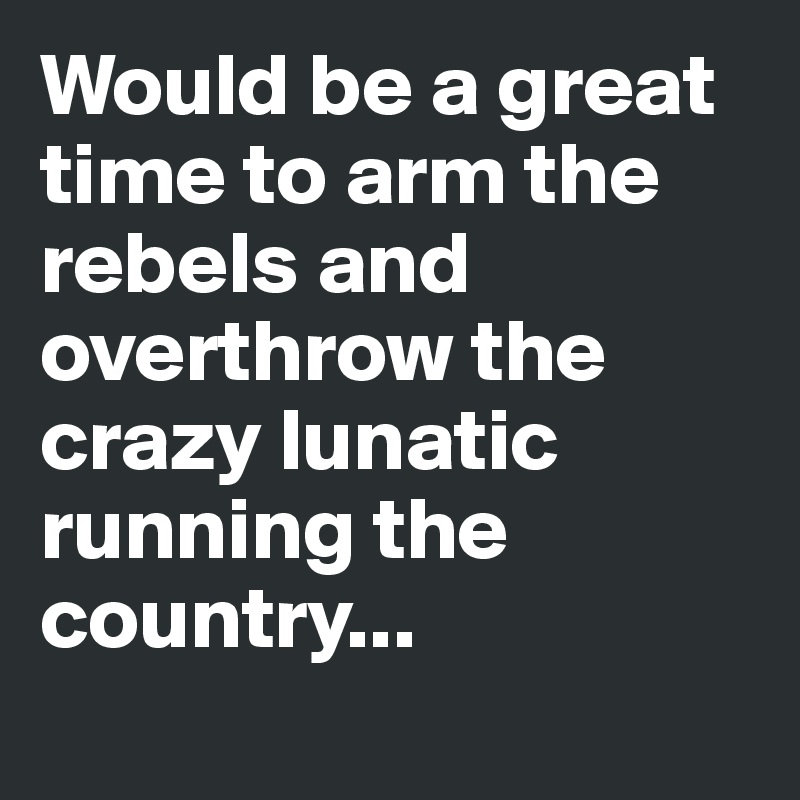 Would be a great time to arm the rebels and overthrow the crazy lunatic running the country...
