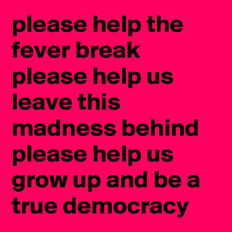 please help the fever break
please help us leave this madness behind
please help us grow up and be a true democracy