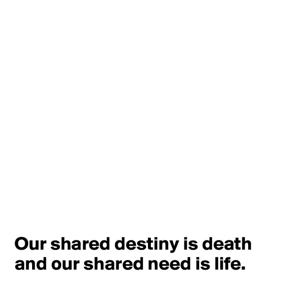 










Our shared destiny is death and our shared need is life. 