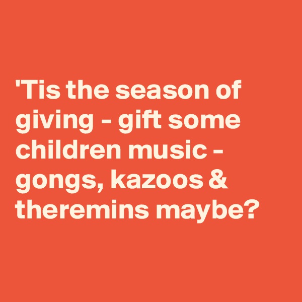 

'Tis the season of giving - gift some children music - gongs, kazoos & theremins maybe?

