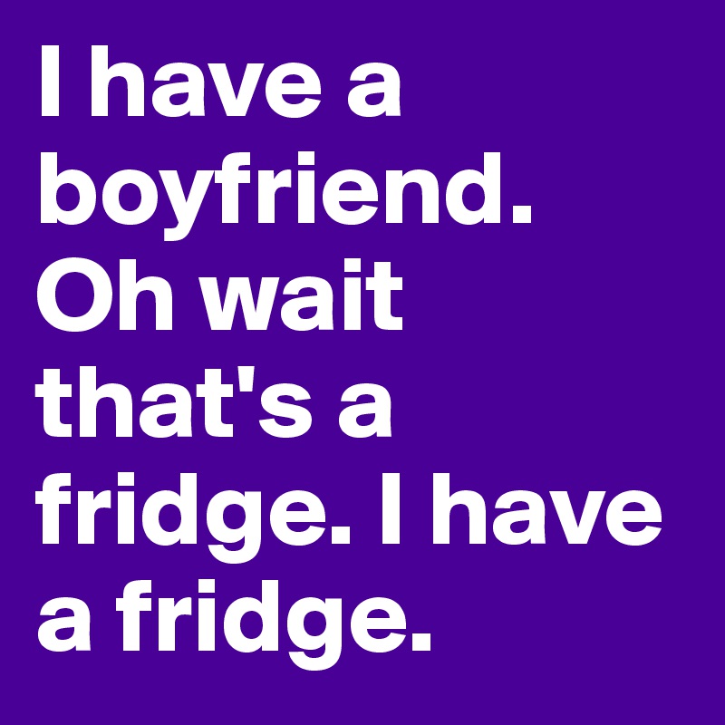 I have a boyfriend. Oh wait that's a fridge. I have a fridge. 