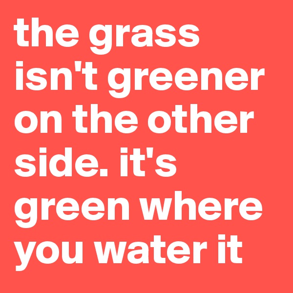 the grass isn't greener on the other side. it's green where you water it