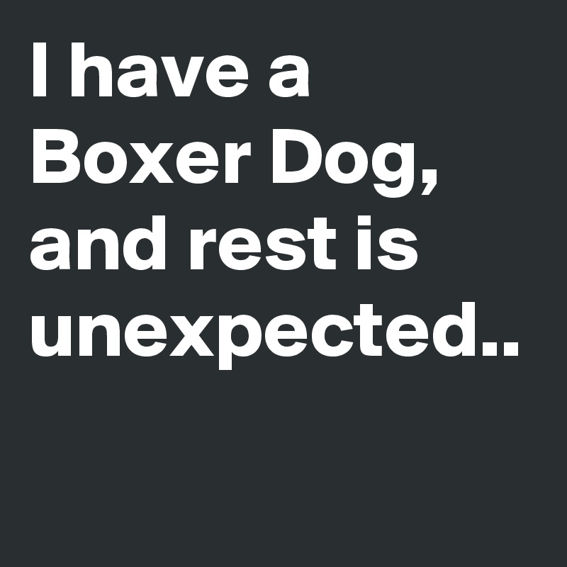 I have a Boxer Dog, and rest is unexpected..
