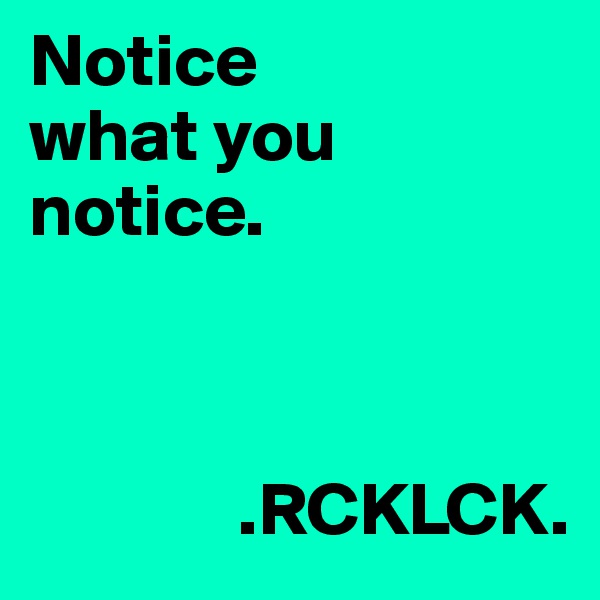 Notice
what you
notice.



              .RCKLCK.