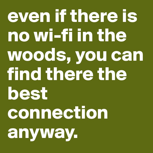 even if there is no wi-fi in the woods, you can find there the best connection anyway.