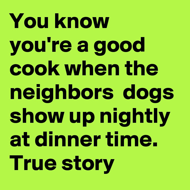You know you're a good cook when the neighbors  dogs show up nightly at dinner time. True story 