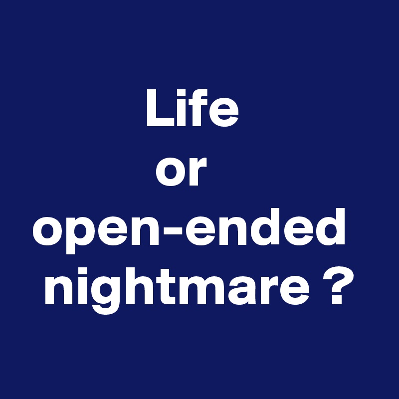 
           Life
            or
 open-ended
  nightmare ?
