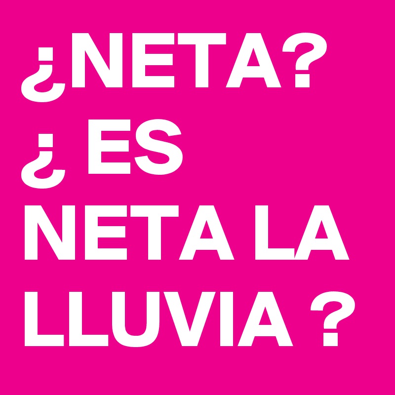 ¿NETA? ¿ ES NETA LA LLUVIA ?
