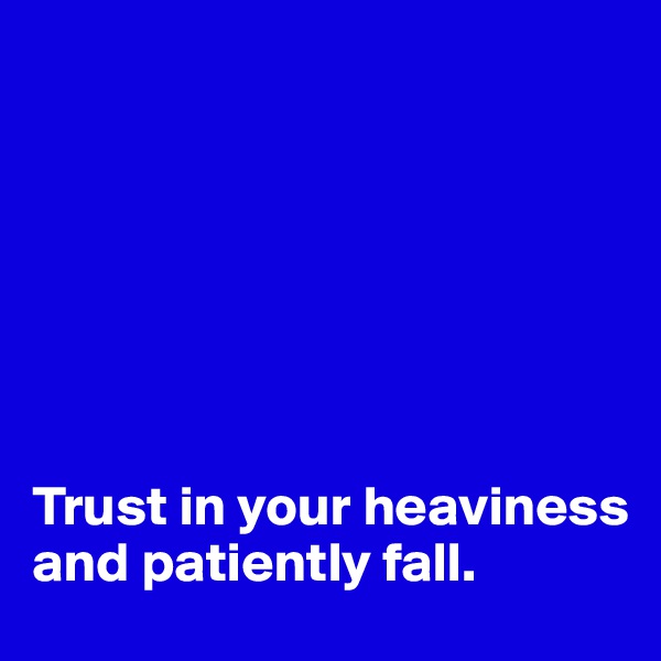 







Trust in your heaviness
and patiently fall.