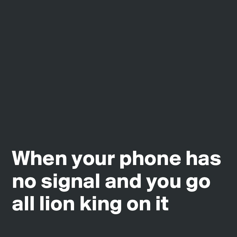 





When your phone has no signal and you go all lion king on it