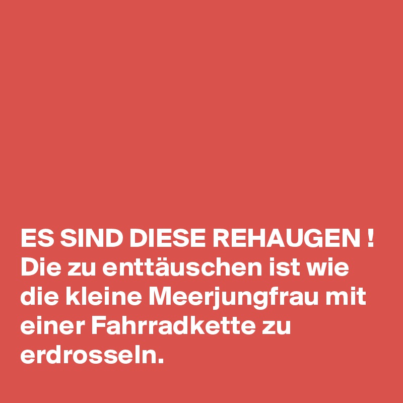 






ES SIND DIESE REHAUGEN !
Die zu enttäuschen ist wie die kleine Meerjungfrau mit einer Fahrradkette zu erdrosseln.