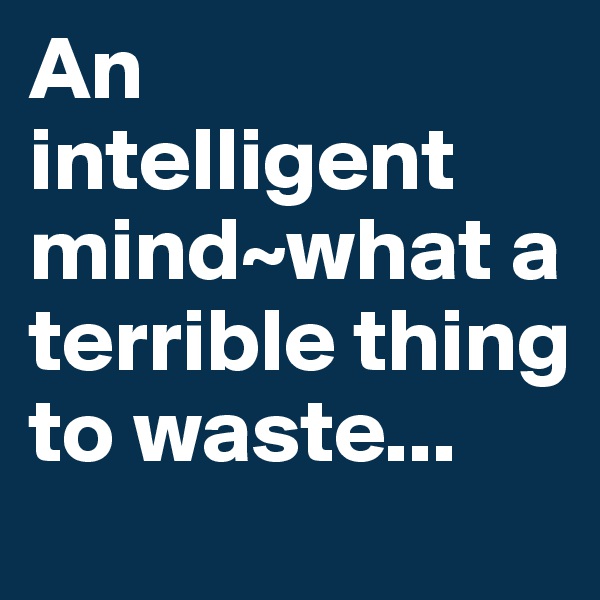 An intelligent mind~what a terrible thing to waste...