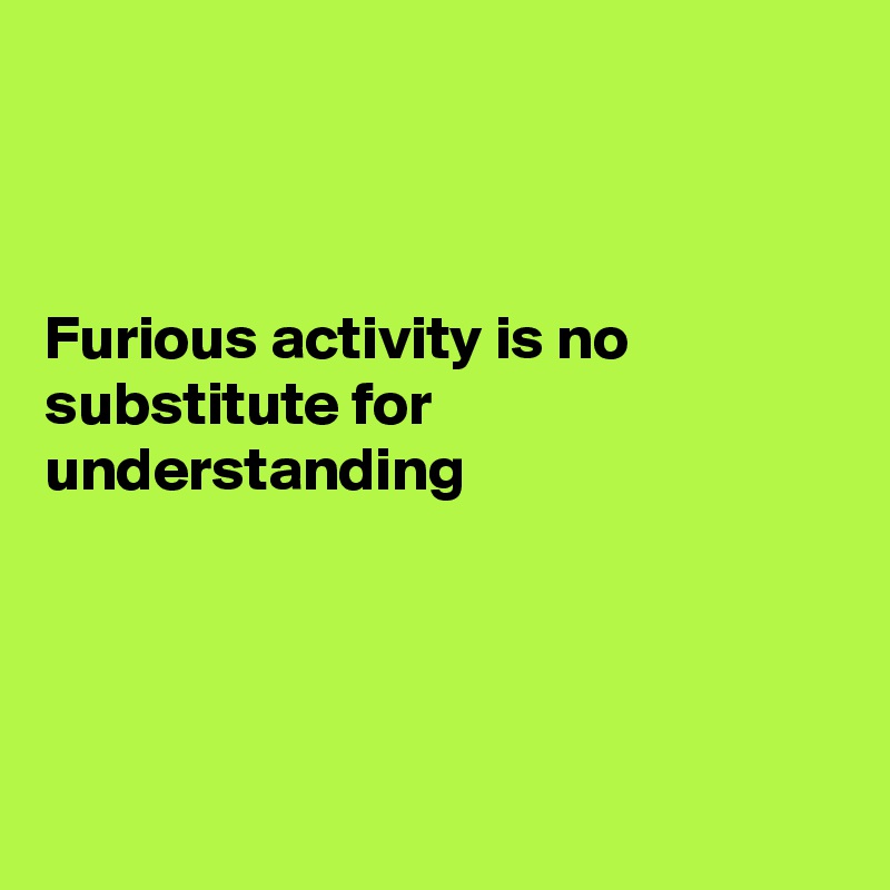 



Furious activity is no substitute for understanding




