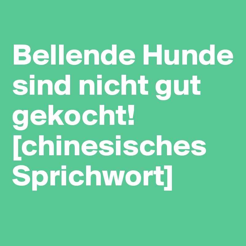 
Bellende Hunde sind nicht gut gekocht!
[chinesisches Sprichwort]
