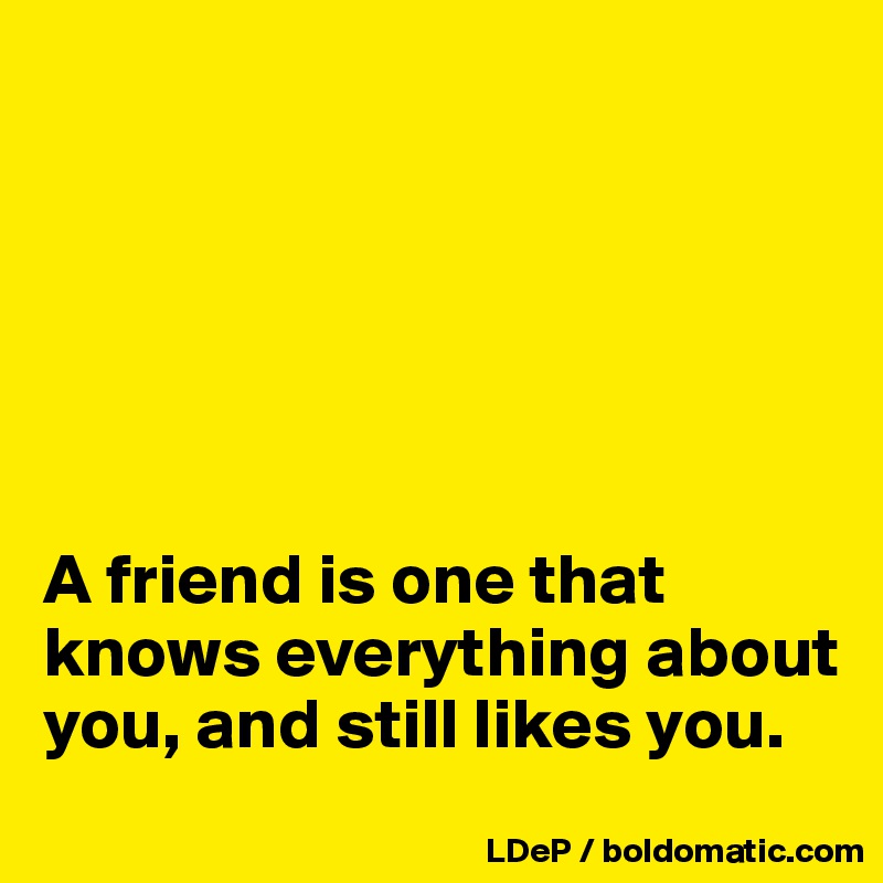 






A friend is one that knows everything about you, and still likes you. 