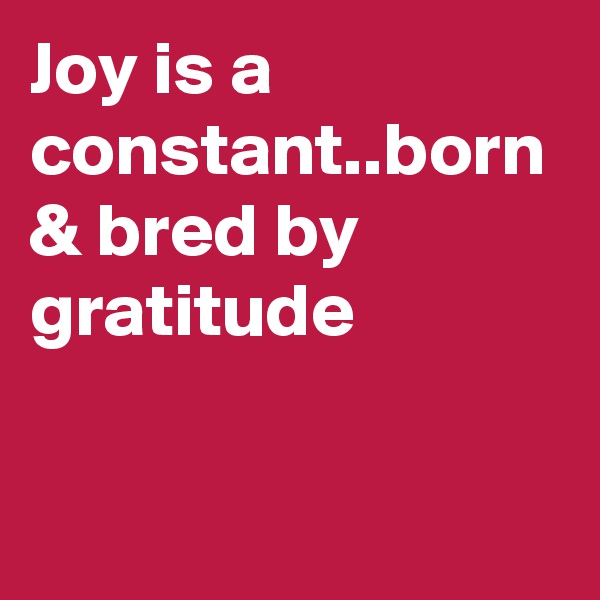 Joy is a constant..born & bred by gratitude