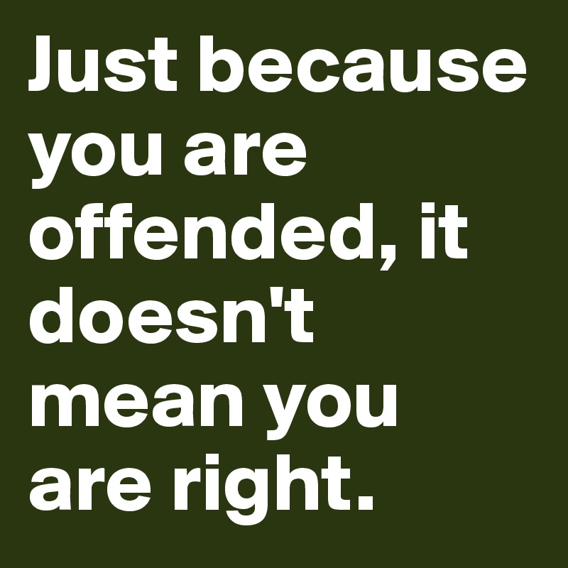 Just because you are offended, it doesn't mean you are right. 