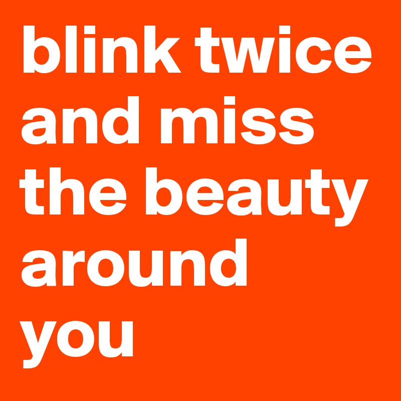 blink twice and miss the beauty around you