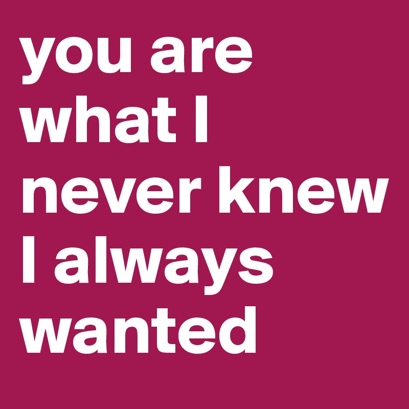 you are what I never knew I always wanted