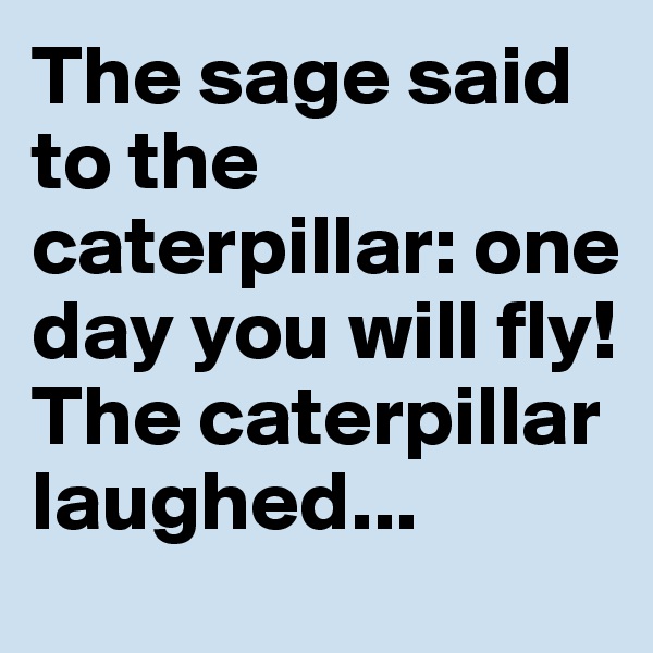 The sage said to the caterpillar: one day you will fly! The caterpillar laughed...
