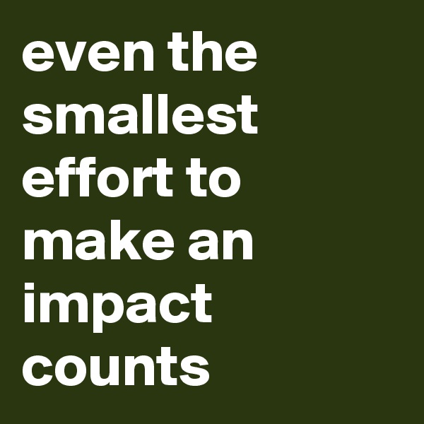 even the smallest effort to make an impact counts