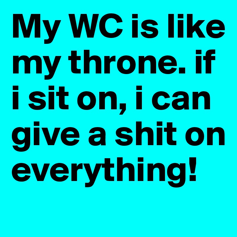 My WC is like my throne. if i sit on, i can give a shit on everything!